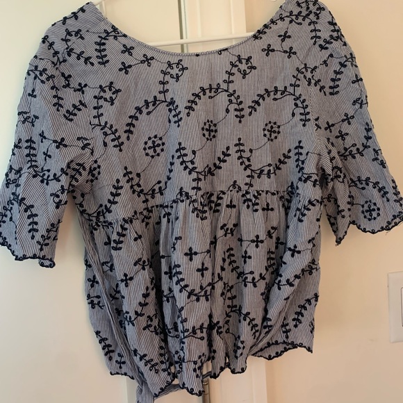 Boutique Blue Embroidered Blouse - Picture 5 of 6